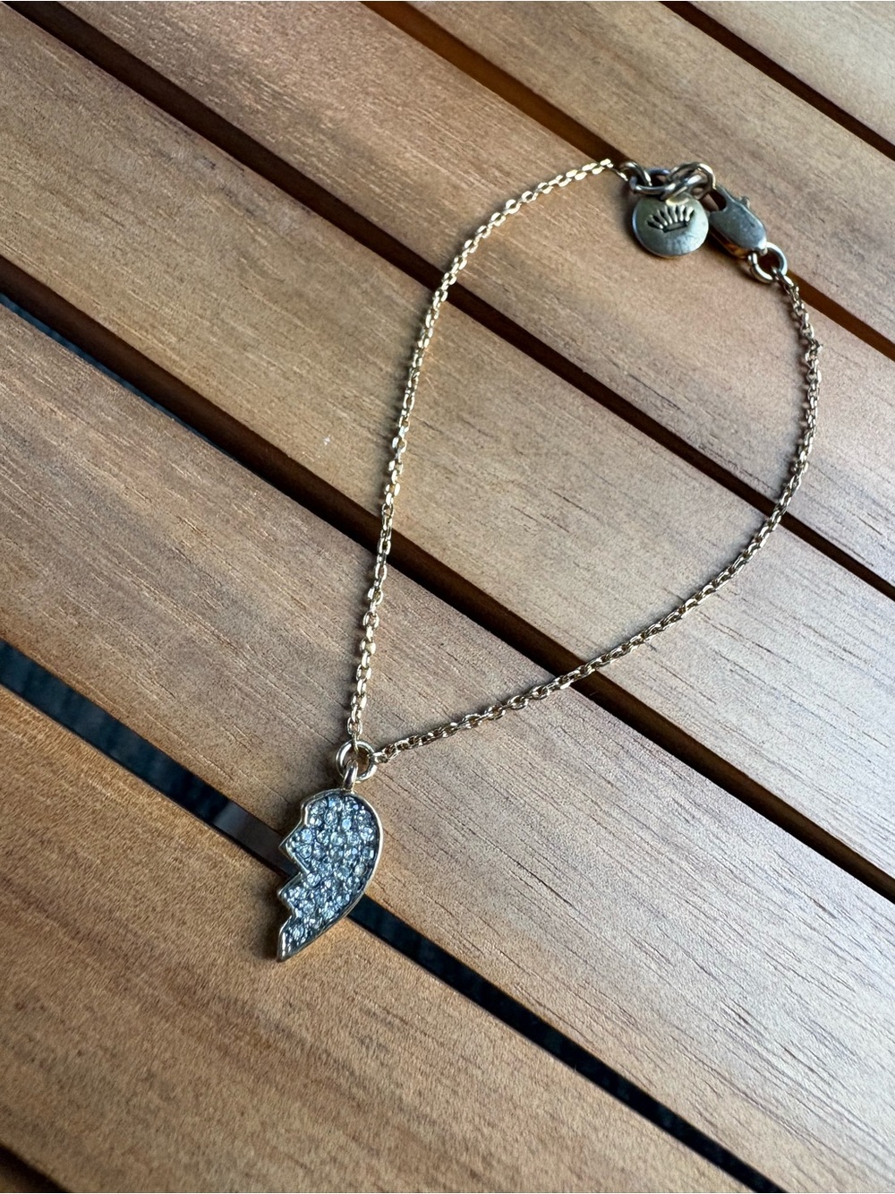 Juicy Couture Gold-Tone Crystal Half-Heart Pendant Necklace